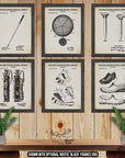 Golf Patent Print Set of 6 - Rustic Golf Posters - Golf Inventions at Adirondack Retro