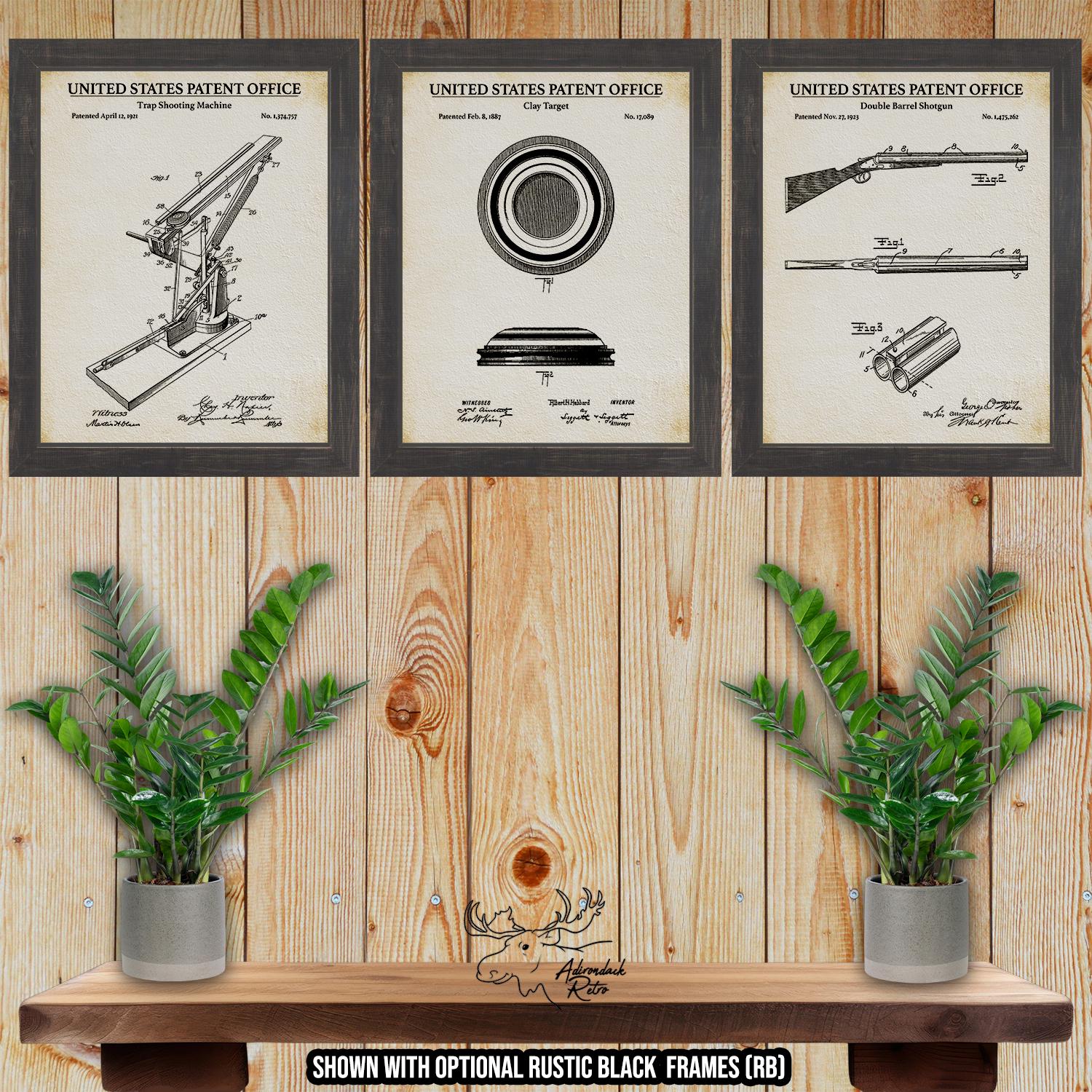 Trap Shooting Patent Prints - Skeet Shooting Poster Set of 3 at Adirondack Retro