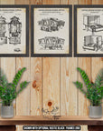 Camping Patent Print Set of 3 - Rustic Camping Drawings at Adirondack Retro