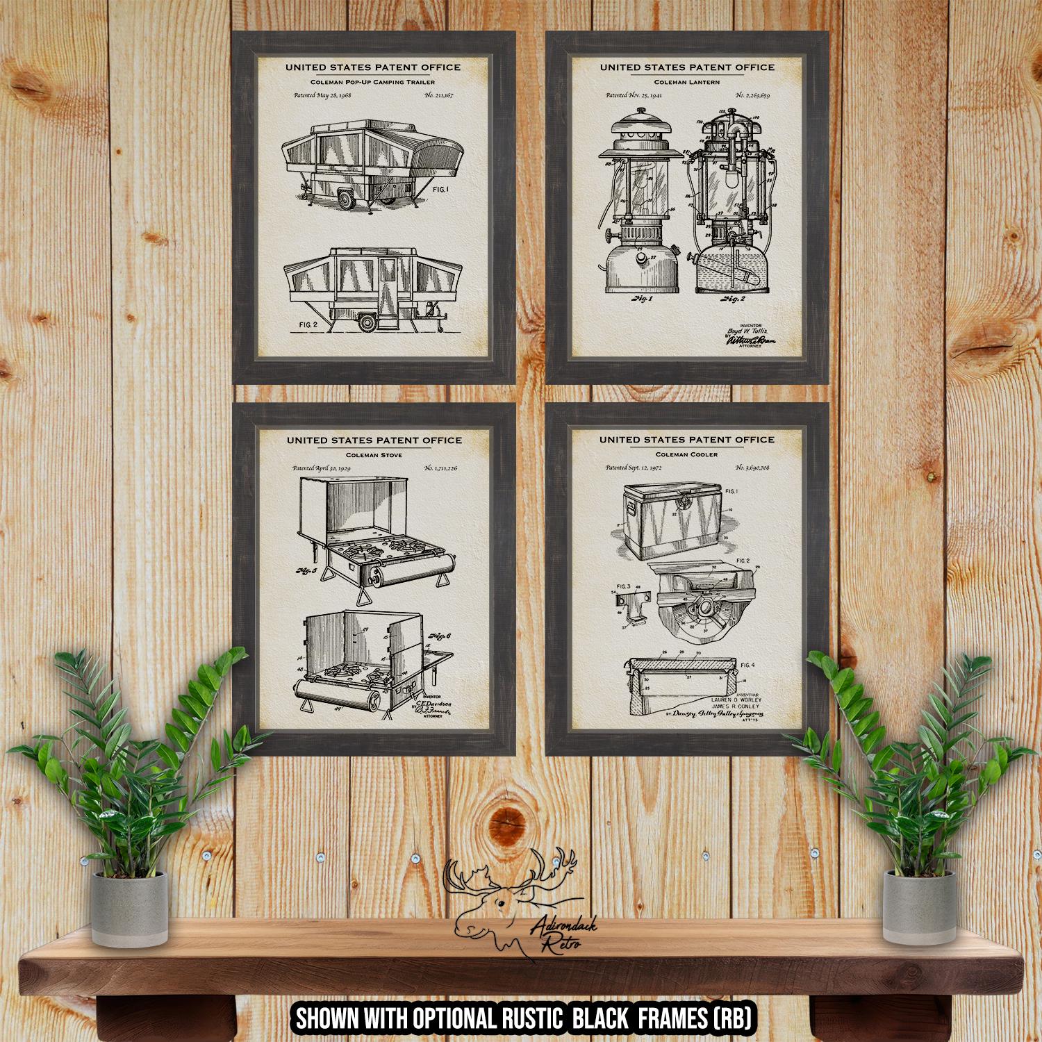 Camping Patent Print Set of 4 - Camping Poster Set at Adirondack Retro