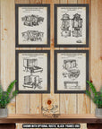 Camping Patent Print Set of 4 - Camping Poster Set at Adirondack Retro