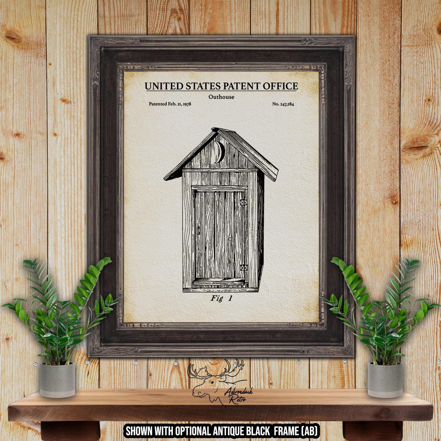 Outhouse Patent Print - 1978 Toilet Patent Drawing at Adirondack Retro