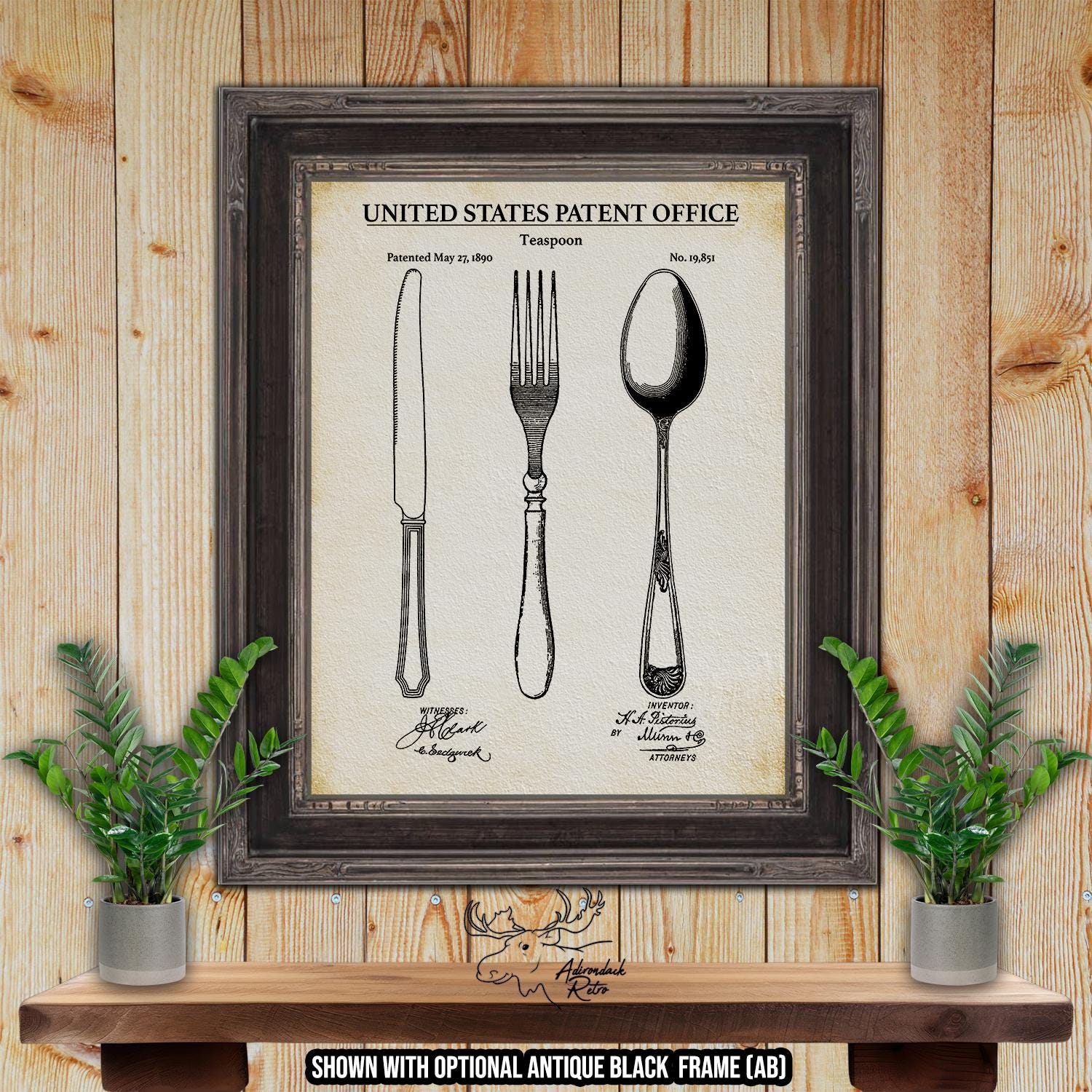 Cutlery Patent Print - Silverware Poster - Kitchen Utensils Invention at Adirondack Retro