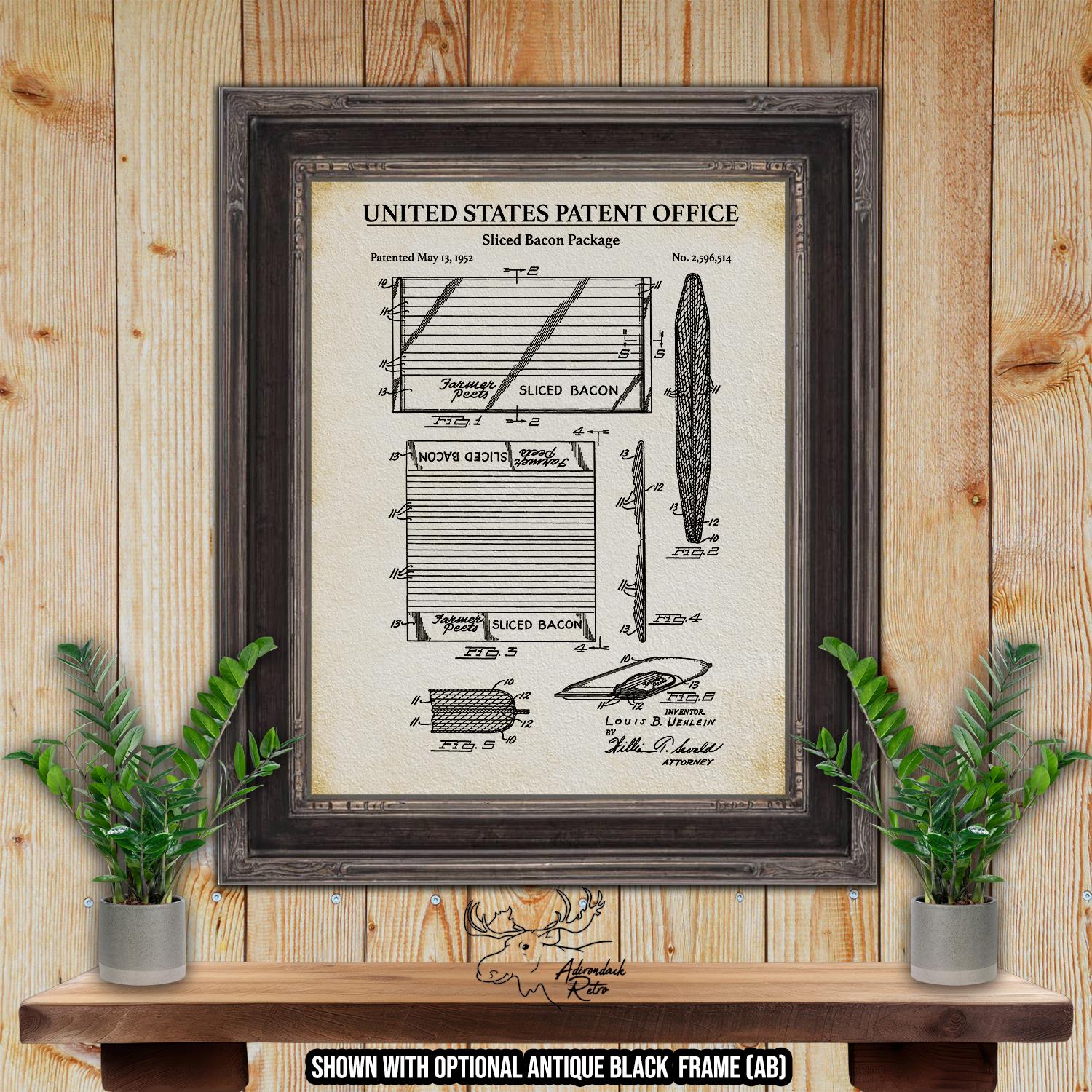 Bacon Package Patent Print - Bacon Poster - Kitchen Wall Art at Adirondack Retro