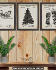 Christmas Patent Print Set of 3 - Rustic Holiday Wall Art at Adirondack Retro