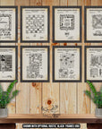 Board Games Patent Print Set of 8 - Retro Board Game Posters - Gamer Gift at Adirondack Retro