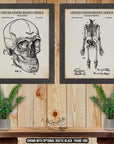 Skeleton and Skull Patent Print Set of 2 - Retro Halloween Posters - Vintage Human Anatomy Prints at Adirondack Retro