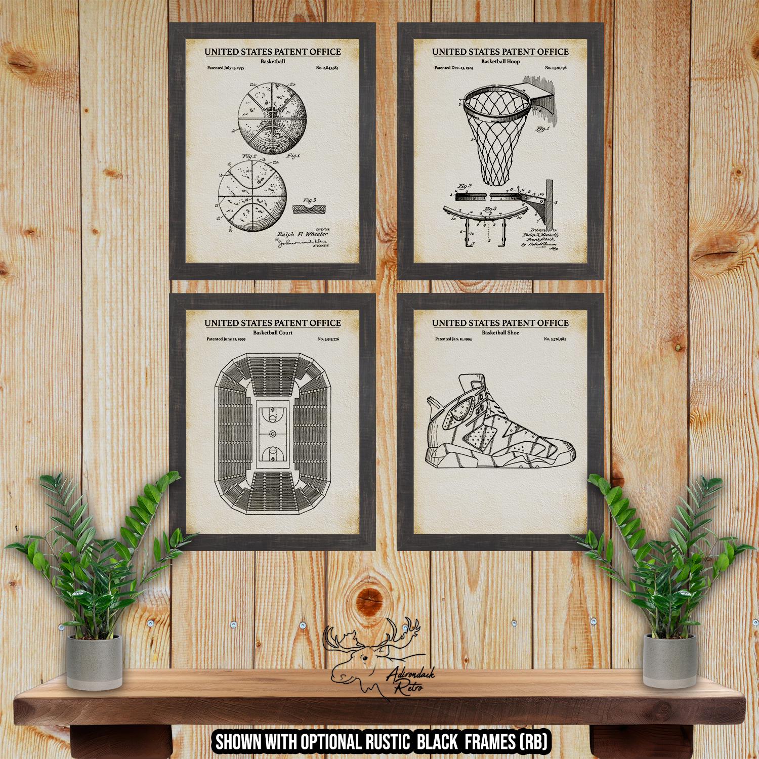 Basketball Patent Print Set of 4 - Retro Basketball Inventions at Adirondack Retro