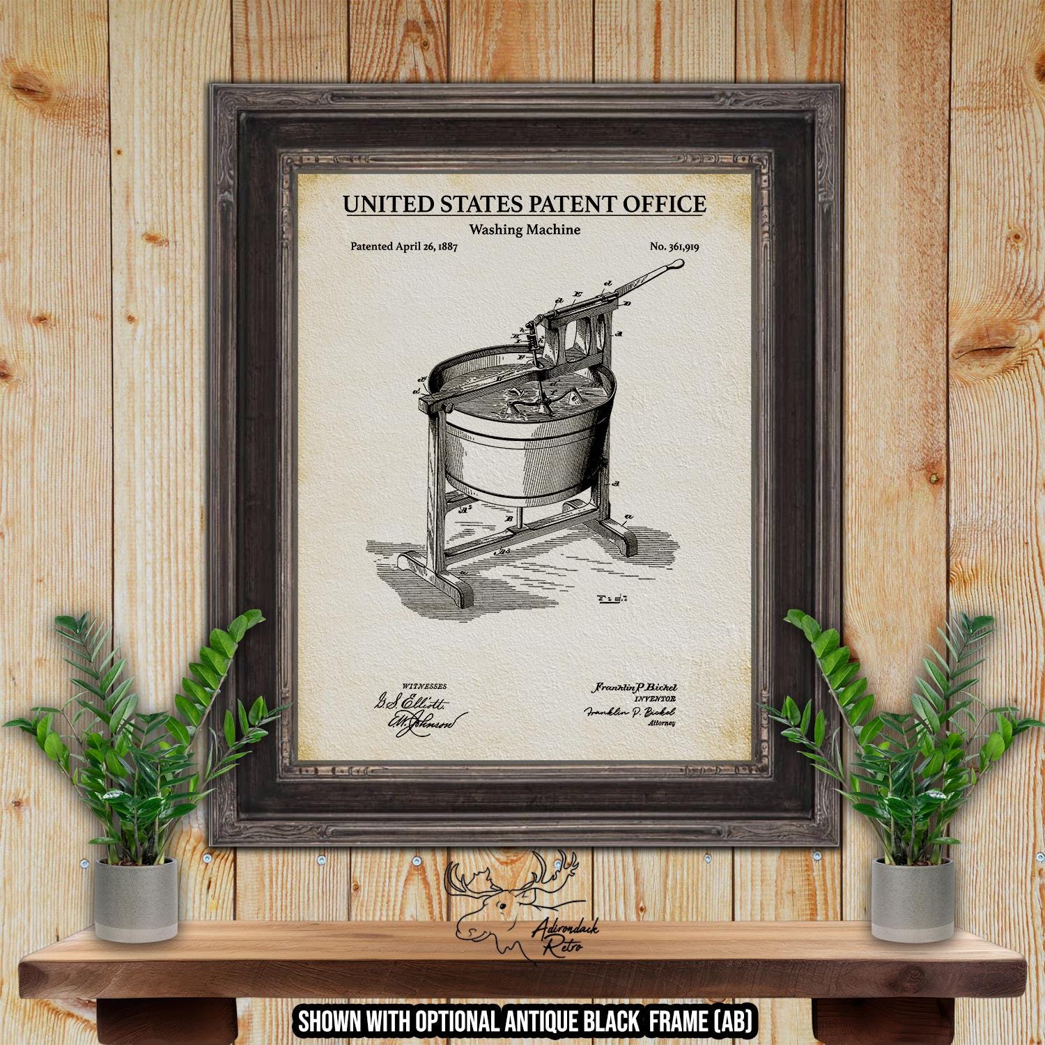 Washing Machine Patent Print - 1887 Laundry Invention at Adirondack Retro