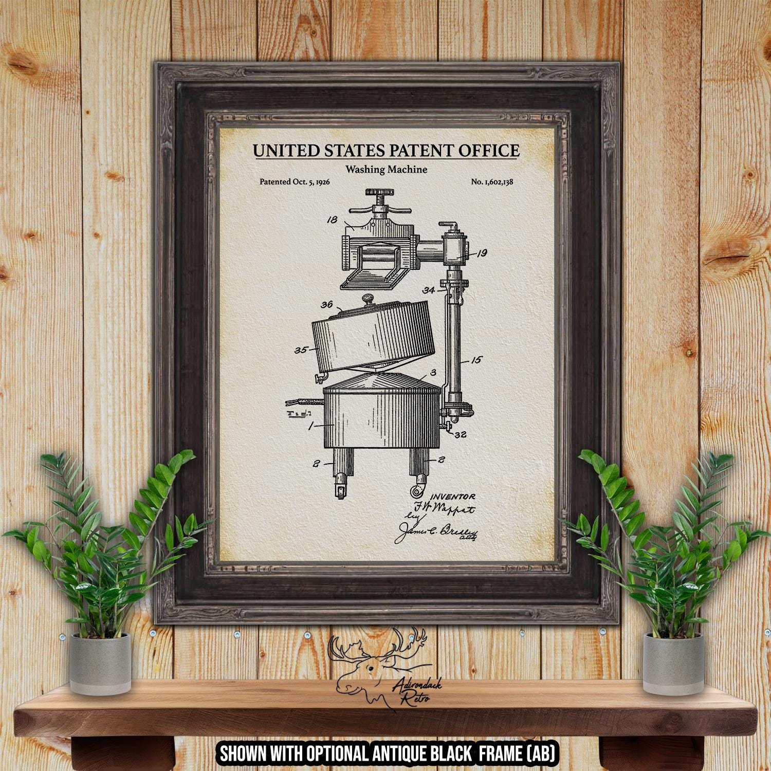 Washing Machine Patent Print - 1926 Laundry Invention at Adirondack Retro