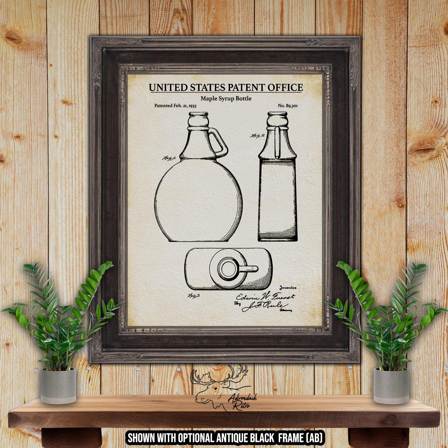 Maple Syrup Bottle Patent Print - Kitchen Poster - 1970 Syrup Invention at Adirondack Retro