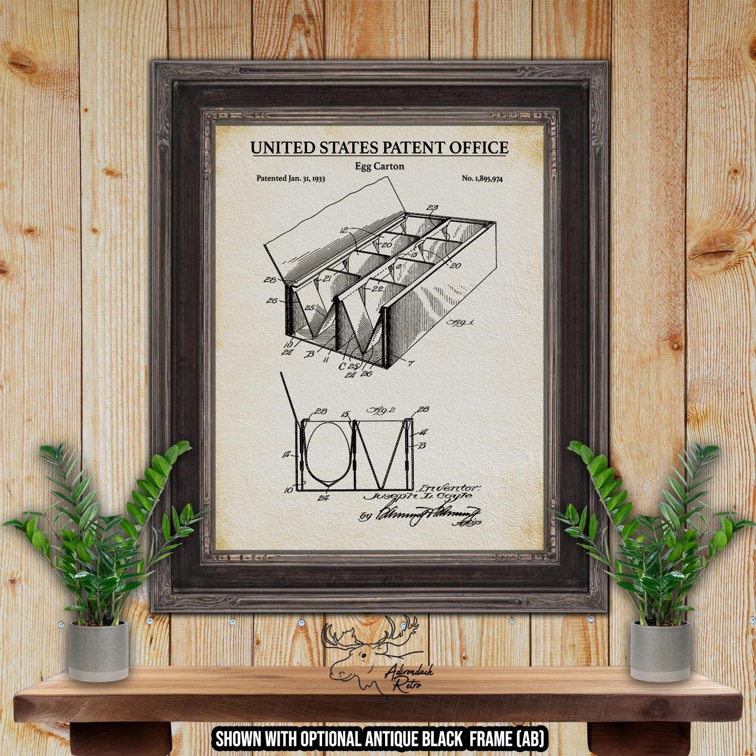 Egg Carton Patent Print - Culinary Poster - 1933 Farming Invention at Adirondack Retro