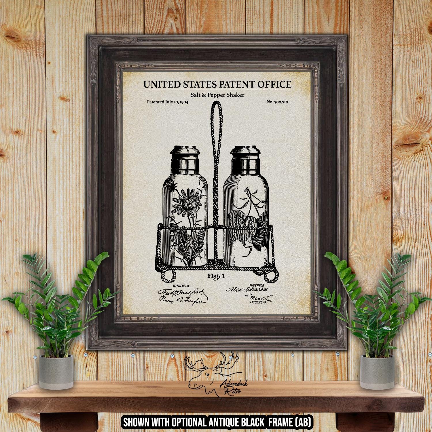 Salt And Pepper Shakers Patent Print - Kitchen Utensil Illustration - 1904 Kitchen Invention at Adirondack Retro