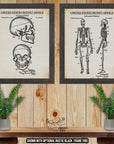 Skull And Skeleton Patent Print Set of 2