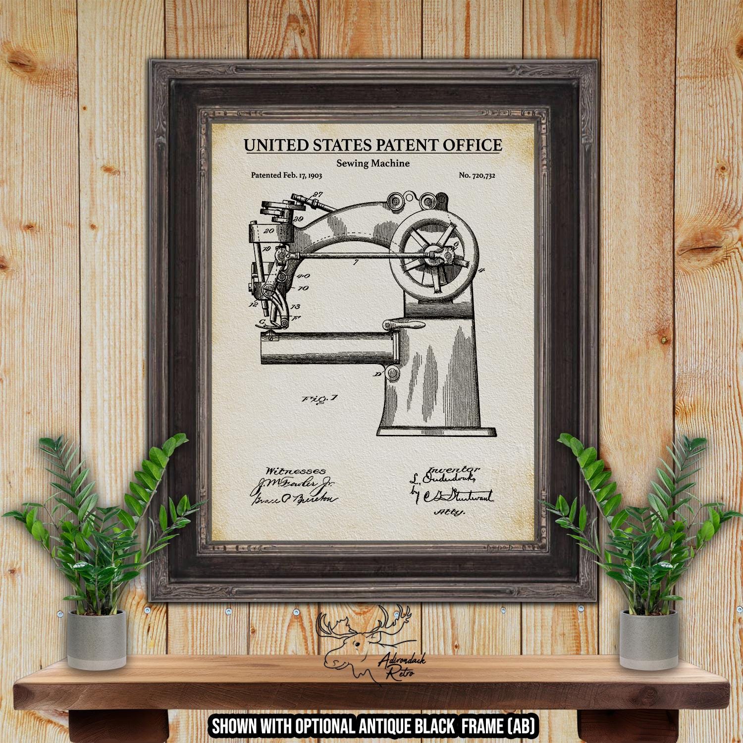 Sewing Machine Patent Print - 1903 Sewing Invention at Adirondack Retro