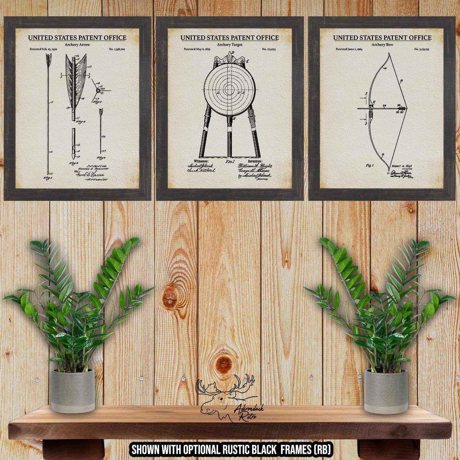 Archery Patent Print Set of 3 - Archery Inventions at Adirondack Retro