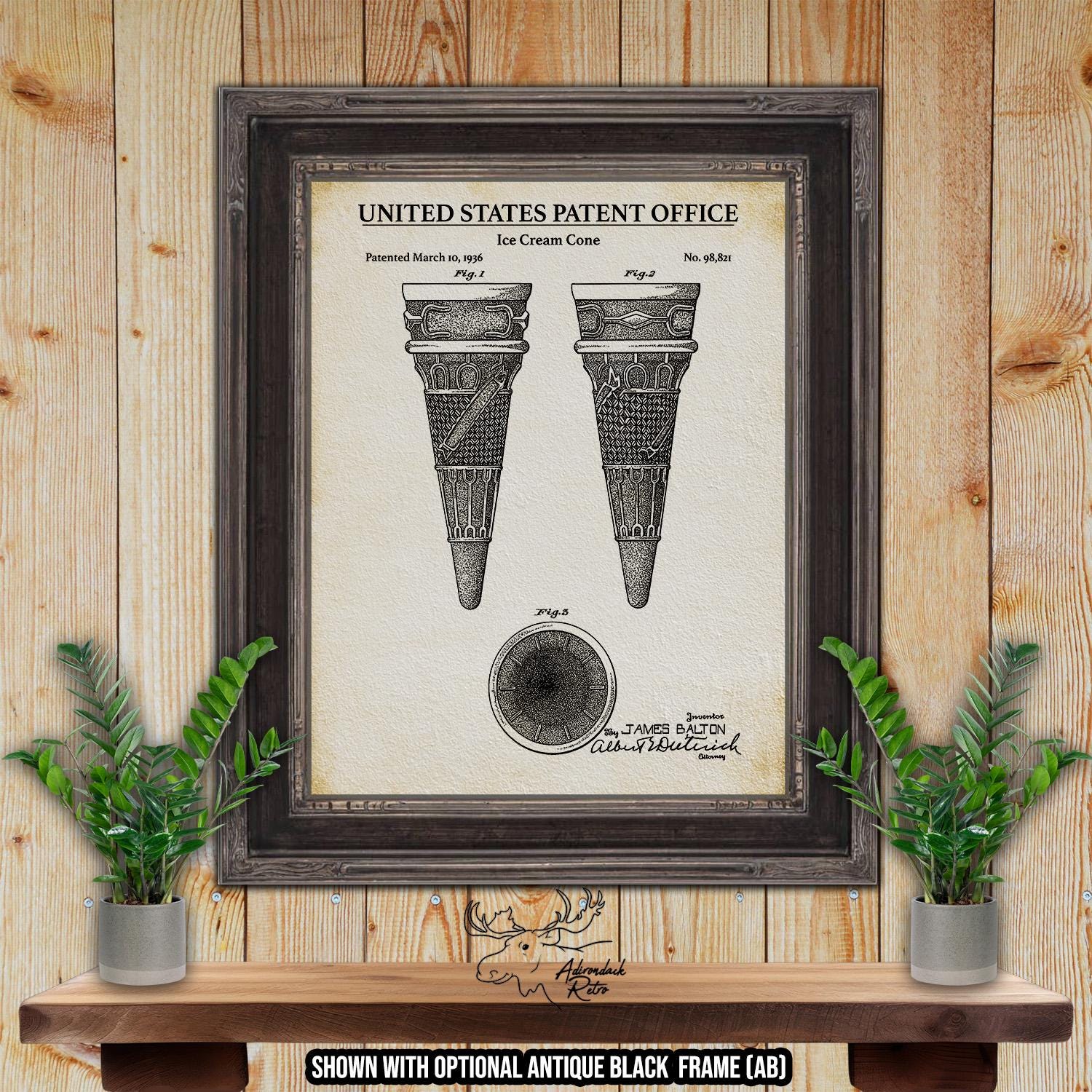 Ice Cream Cone Patent Print - Ice Cream Poster - 1936 Ice Cream Invention at Adirondack Retro