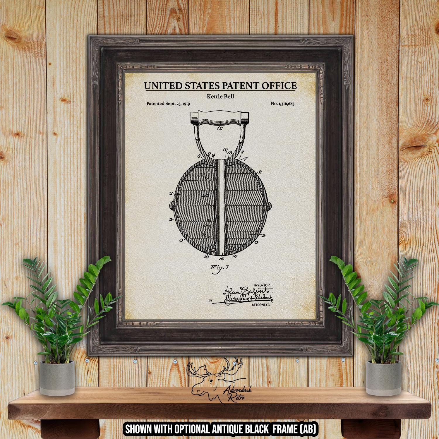 Kettle Bell Patent Print - Home Gym Poster - 1919 Fitness Equipment Invention at Adirondack Retro