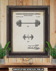 Barbell Patent Print - Home Gym Poster - 1948 Weightlifting Invention at Adirondack Retro