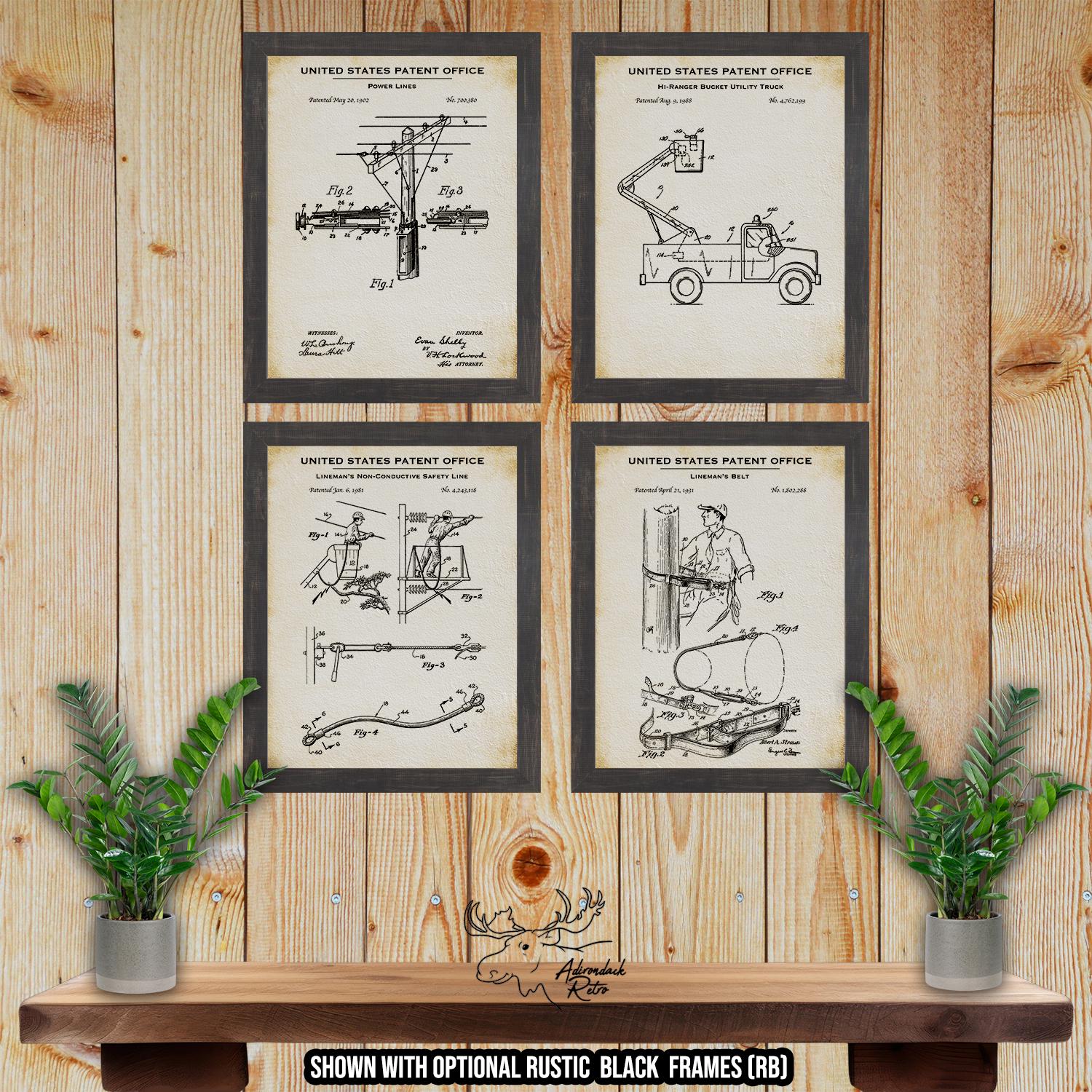 Lineman Patent Print Set of 4 - Vintage Lineman Poster Se at Adirondack Retro