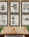 Mail Delivery Cart Patent Print Set of 6 - Mail Carrier Wagon Posters at Adirondack Retro