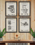 Mail Delivery Cart Patent Print Set of 4 - Mail Carrier Wagon Posters at Adirondack Retro