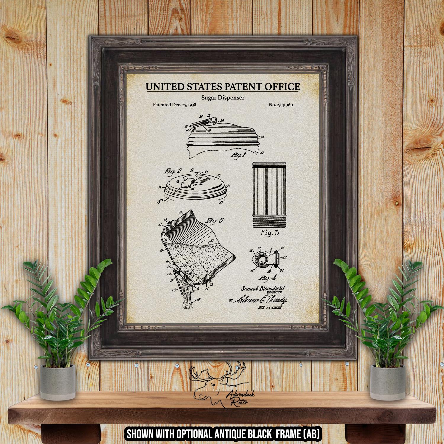 Sugar Dispenser Patent Print - Kitchen Wall Art - 1938 Coffee Shop Invention at Adirondack Retro