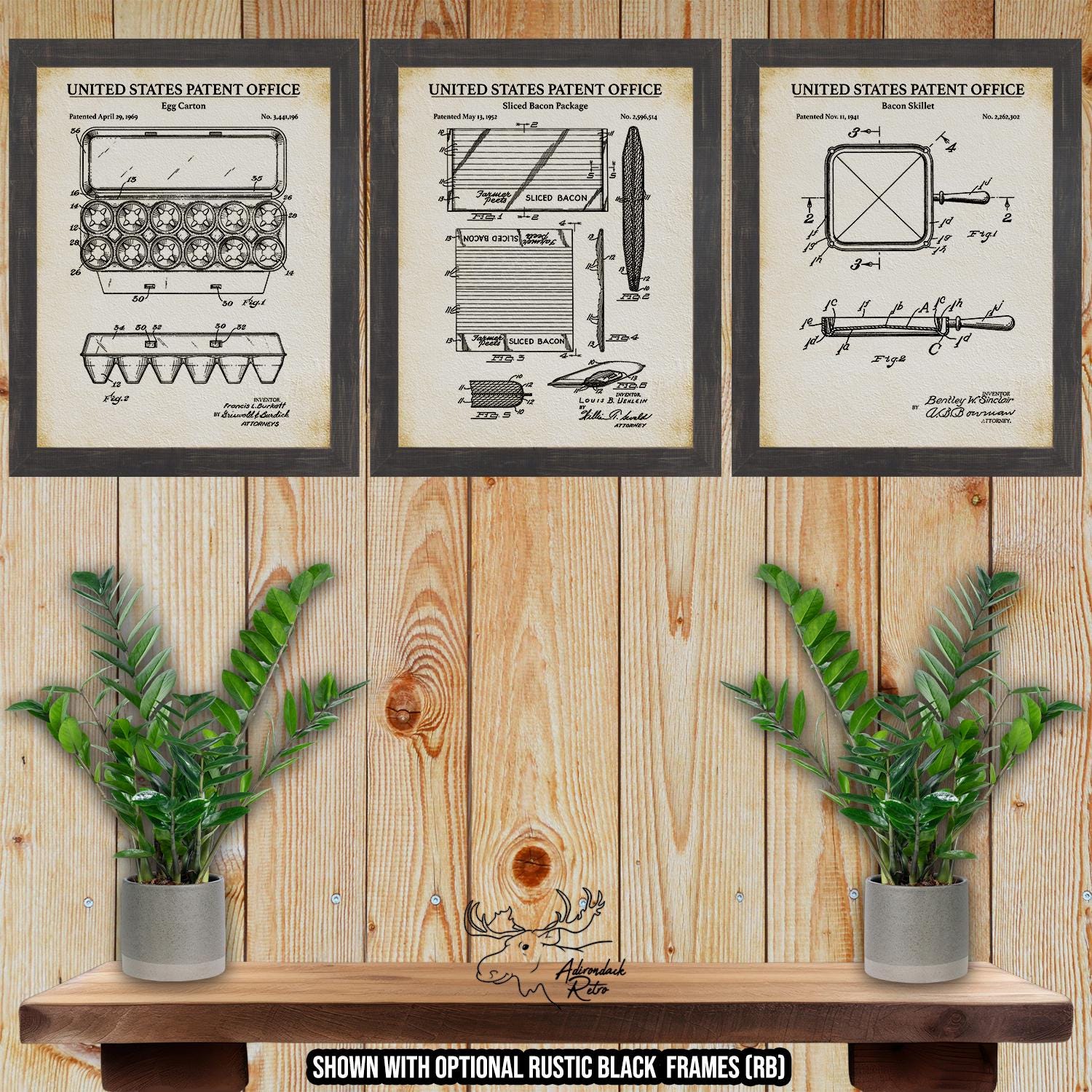 Bacon And Eggs Patent Print Set of 3 - Invention Posters at Adirondack Retro