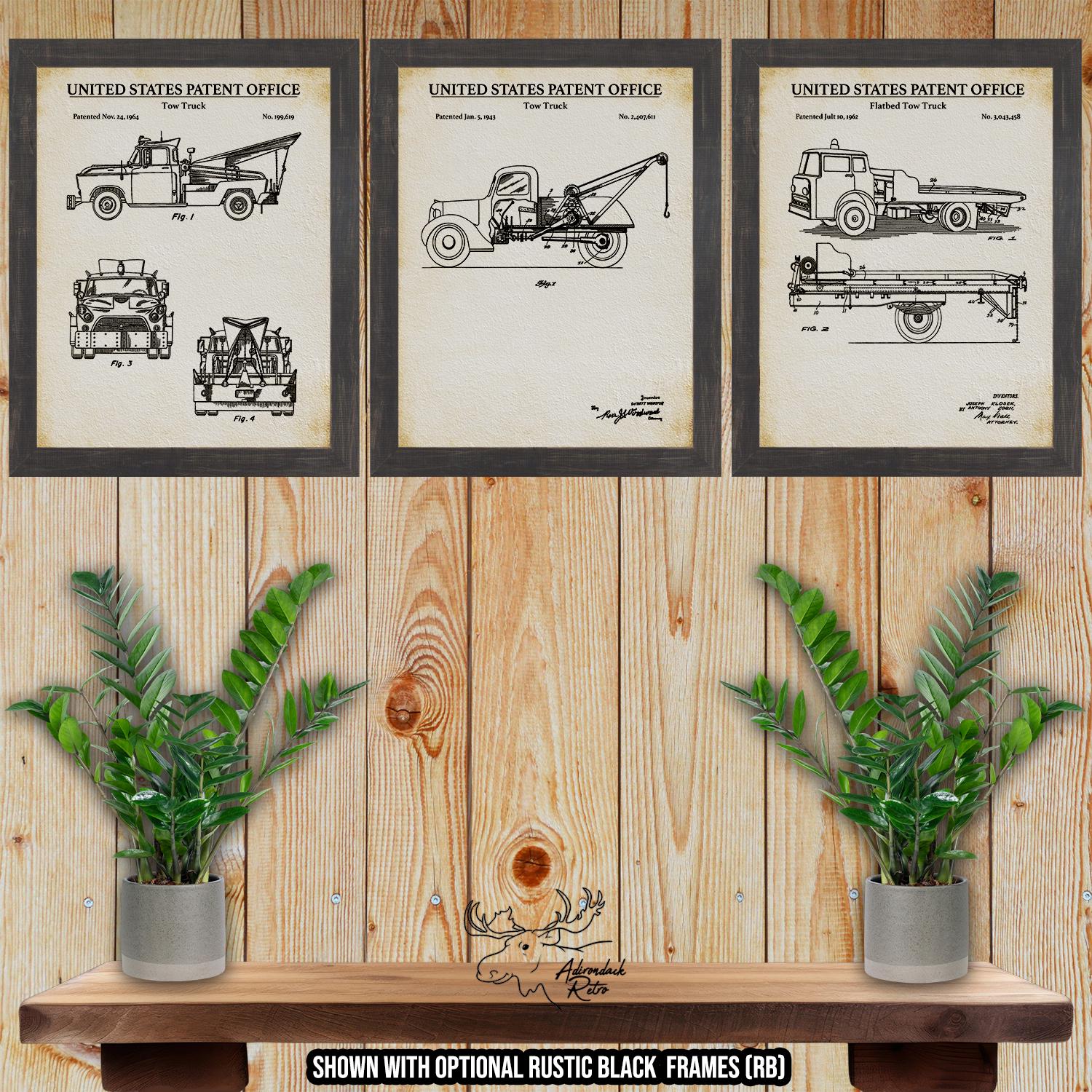 Tow Truck Patent Print Set of 3 - Vintage Tow Truck Inventions at Adirondack Retro