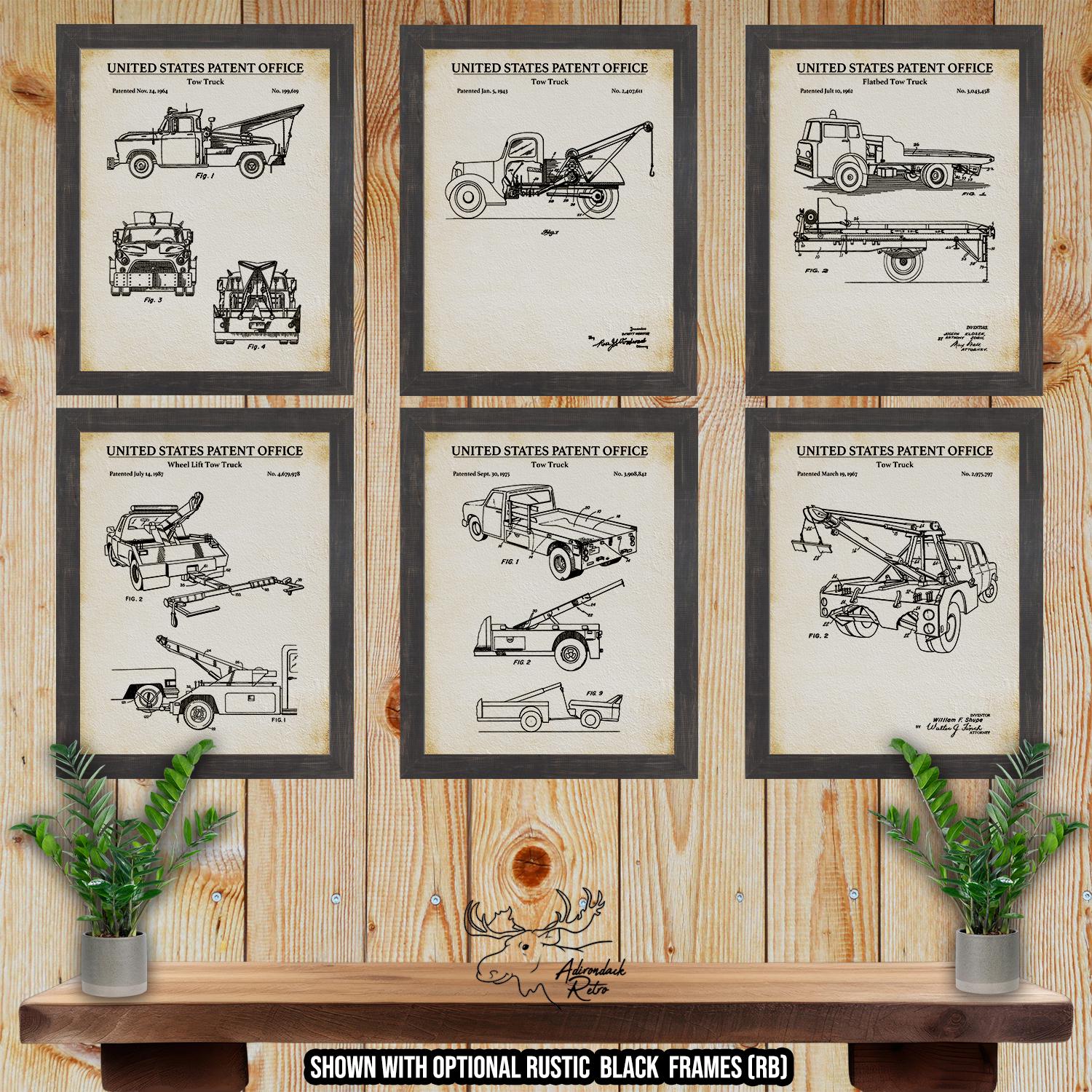 Tow Truck Patent Print Set of 6 - Vintage Tow Truck Inventions at Adirondack Retro