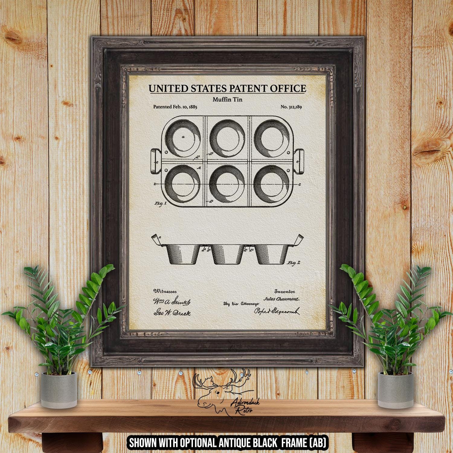 Muffin Tin Patent Print - 1885 Kitchen Bakeware Invention at Adirondack Retro