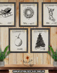 Christmas Patent Print Set of 5