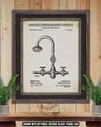 Shower Faucet Patent Print - Vintage Bath Faucet Patent Drawing - 1883 Bathroom Invention at Adirondack Retro