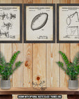 Football Kicker Patent Print Set of 3 - Rustic Football Drawings - Football Inventions at Adirondack Retro