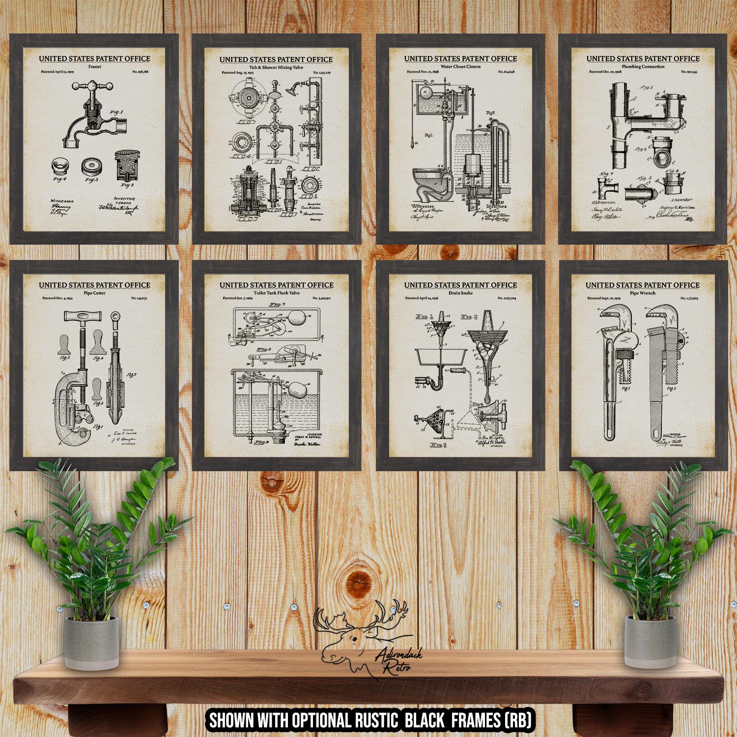 Plumbing Patent Print Set of 8 - Retro Plumbing Inventions at Adirondack Retro