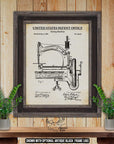 Sewing Machine Patent Print - 1886 Sewing Invention at Adirondack Retro