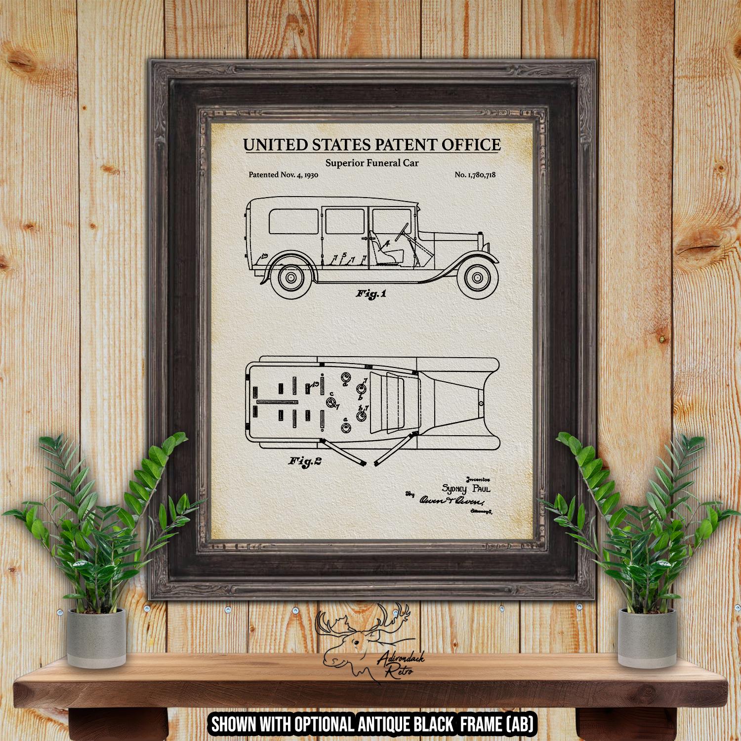 Funeral Car Patent Print Set of 4