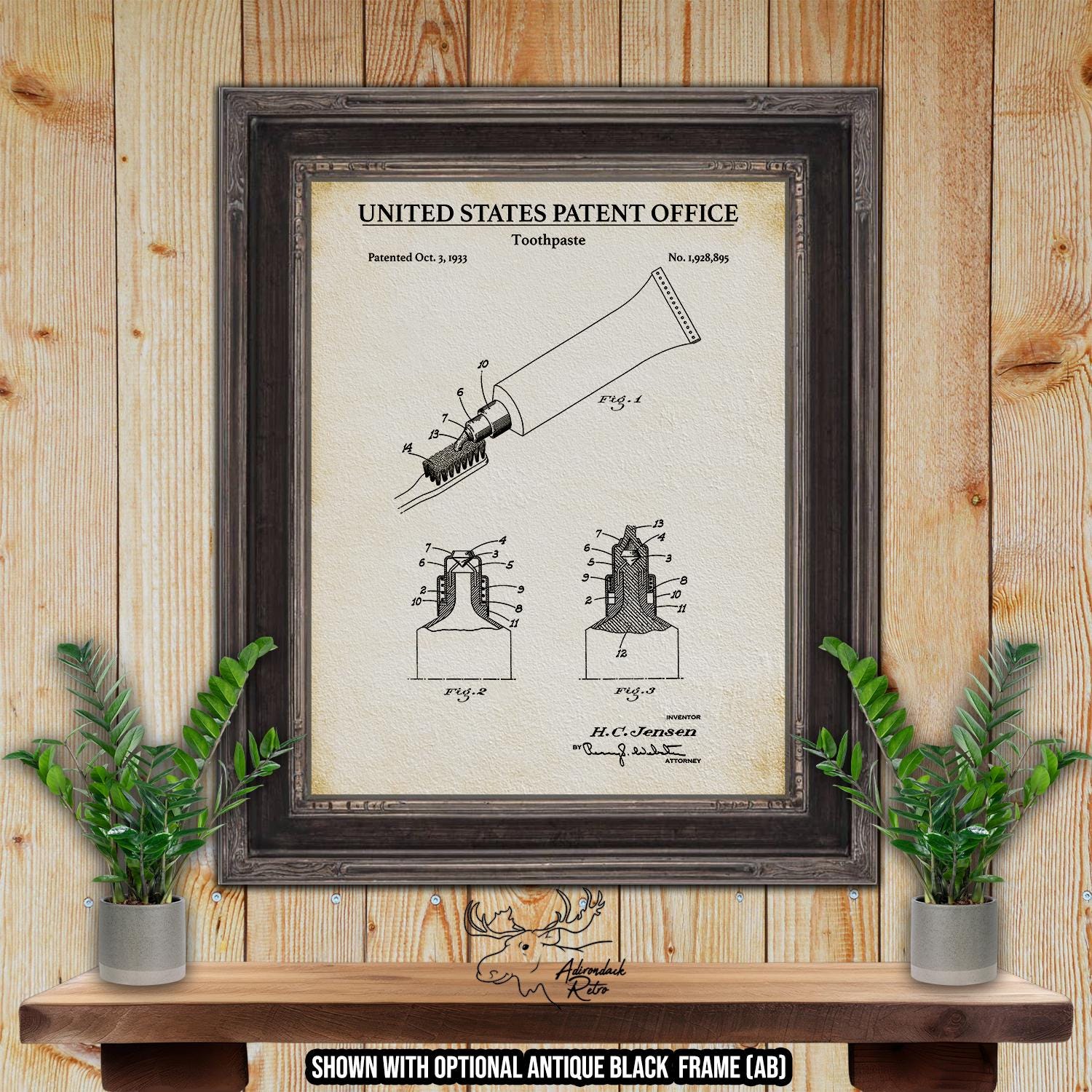 Toothpaste Patent Print - 1933 Toothpaste Poster - Historic Bathroom Invention at Adirondack Retro