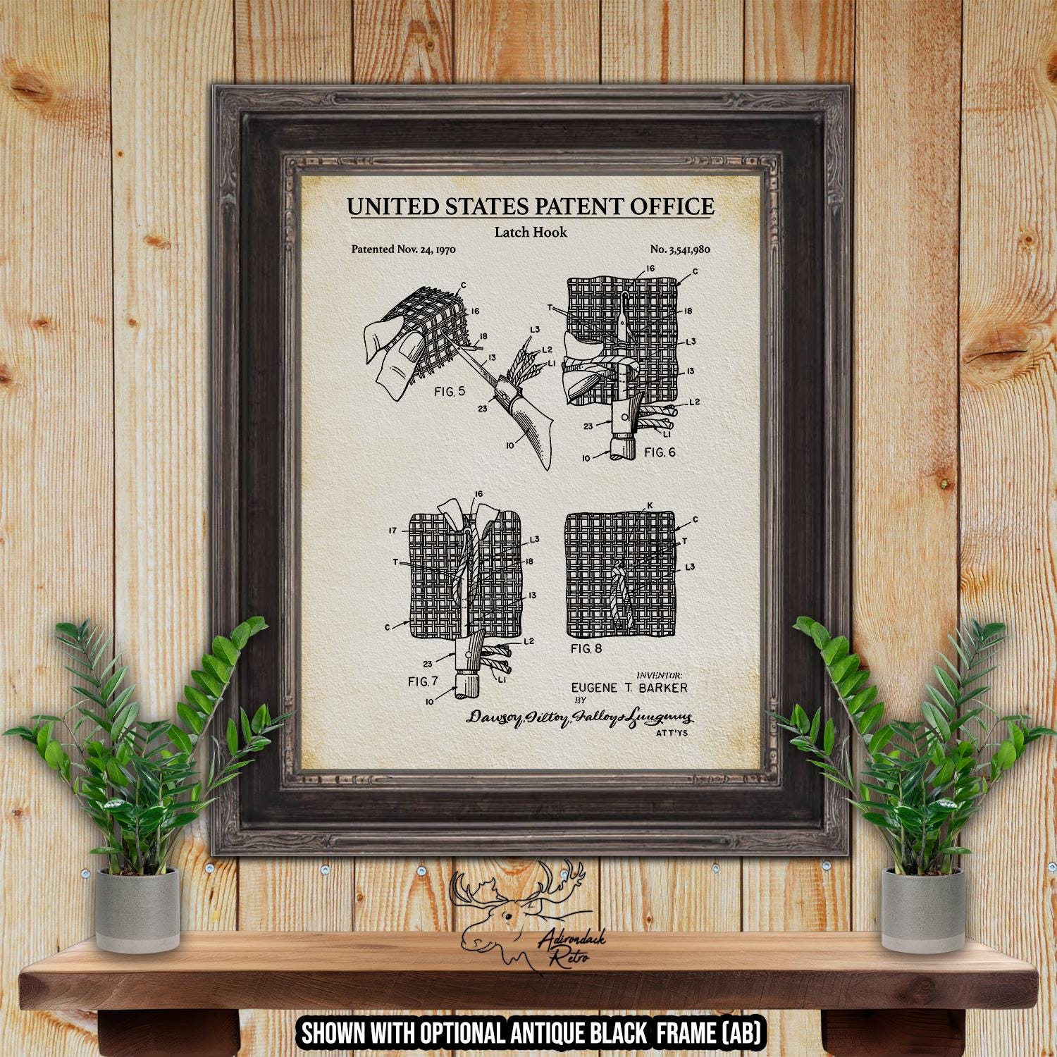 Latch Hook Patent Print Set of 3