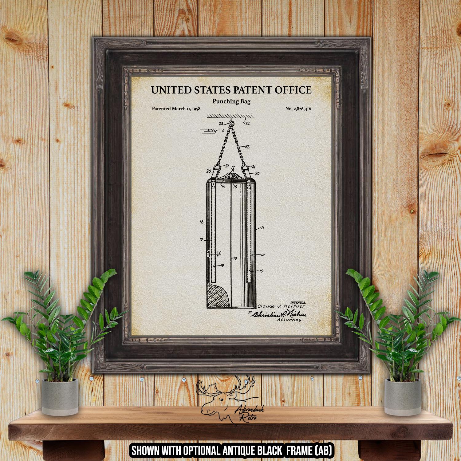 Punching Bag Patent Print - Home Gym Poster - 1958 Boxing Invention at Adirondack Retro