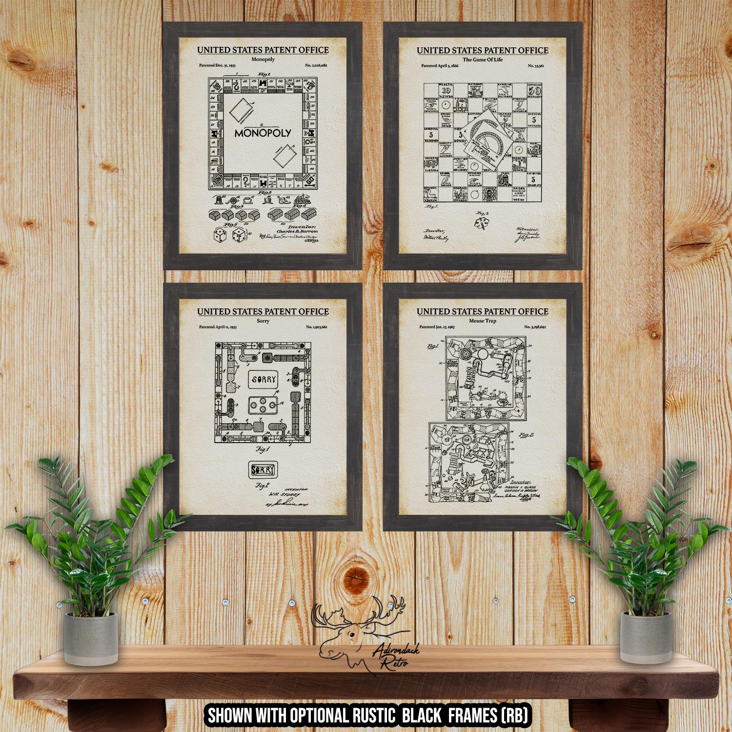 Board Games Patent Print Set of 4 - Retro Board Game Inventions at Adirondack Retro