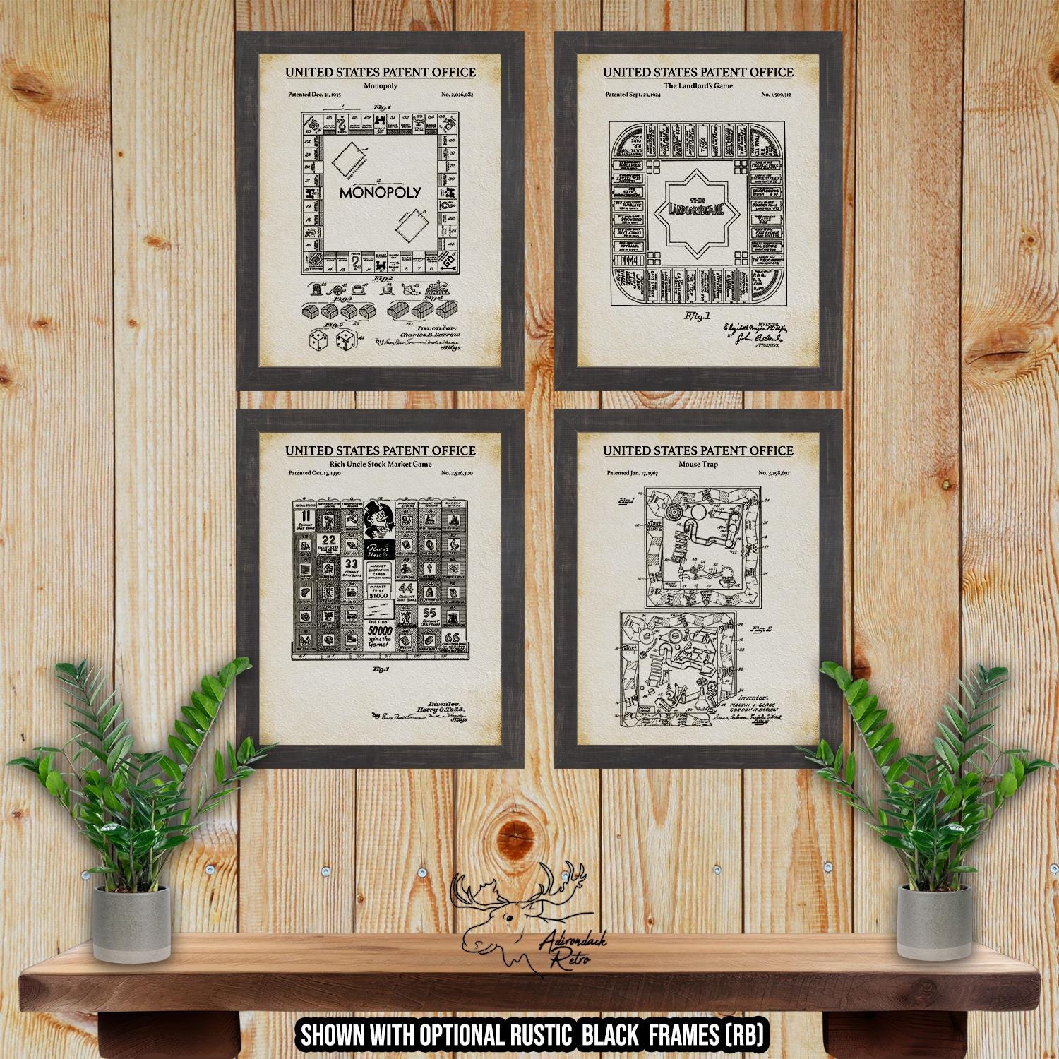 Board Games Patent Print Set of 4 - Retro Board Game Inventions at Adirondack Retro