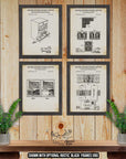 Postage Stamp Patent Print Set of 4 - Postage Stamp Posters at Adirondack Retro