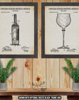 Wine Patent Print Set of 2 - Vintage Wine Bottle and Glass Posters at Adirondack Retro