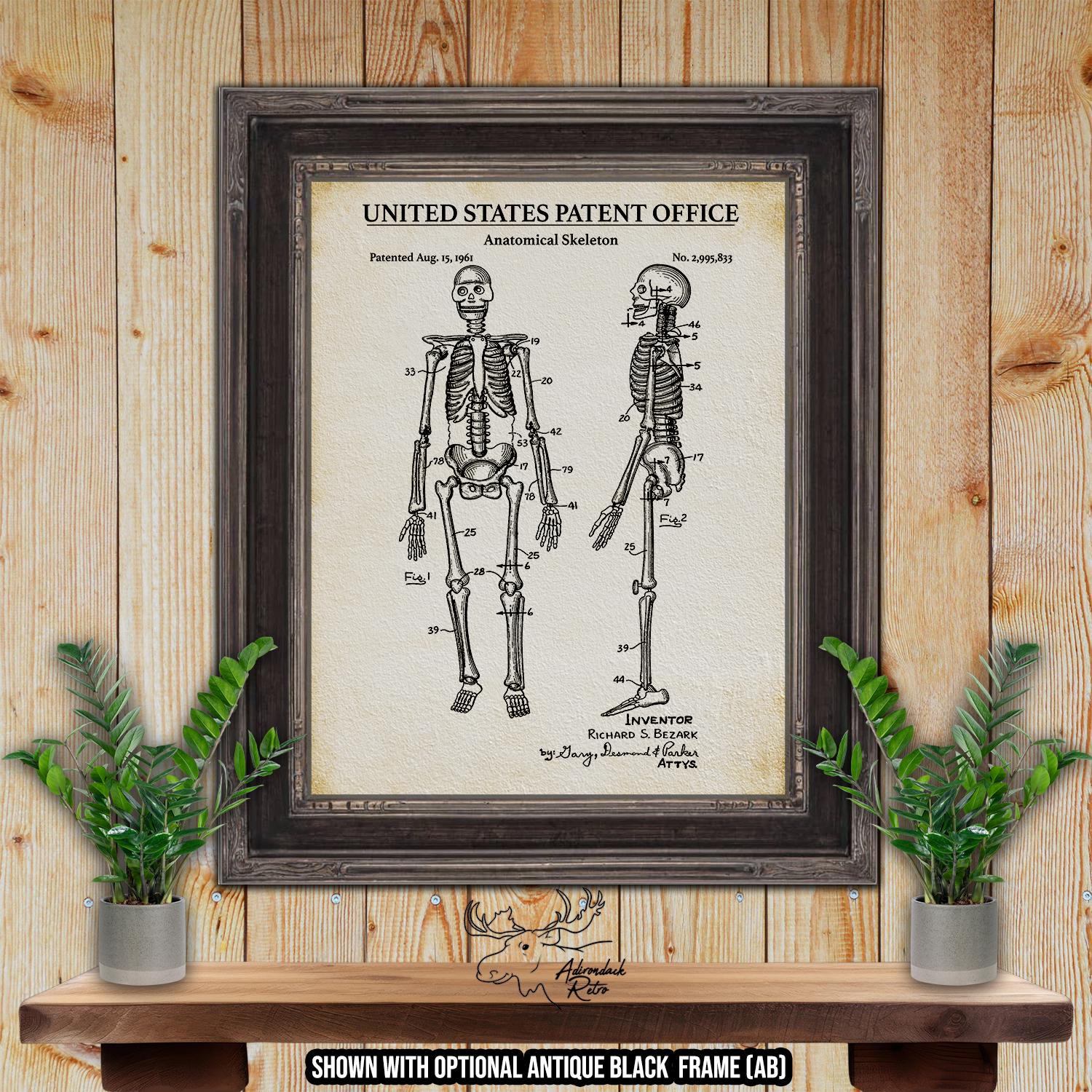 Skull And Skeleton Patent Print Set of 2