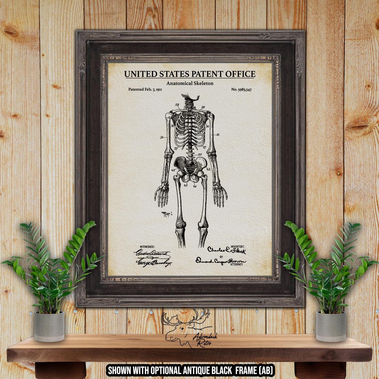 Skeleton and Skull Patent Print Set of 2