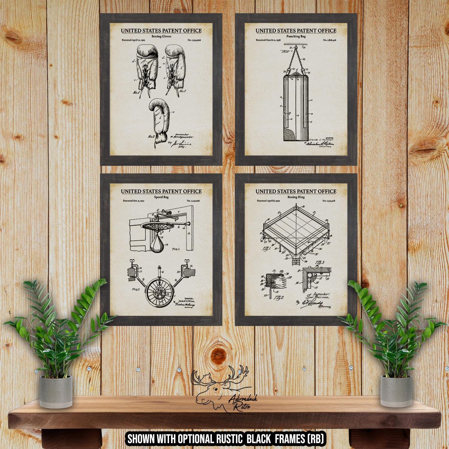 Boxing Patent Print Set of 4 - Boxing Inventions at Adirondack Retro