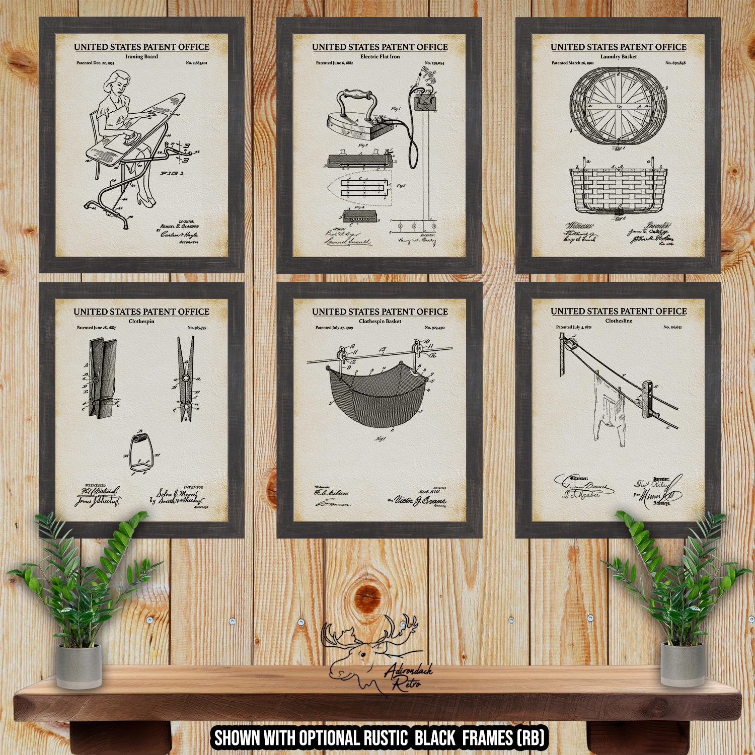 Laundry Patent Print Set of 6 - Laundry Room Inventions at Adirondack Retro