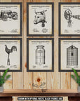 Farmhouse Patent Print Set of 6 - Retro Farm Poster Set - Farming Inventions at Adirondack Retro