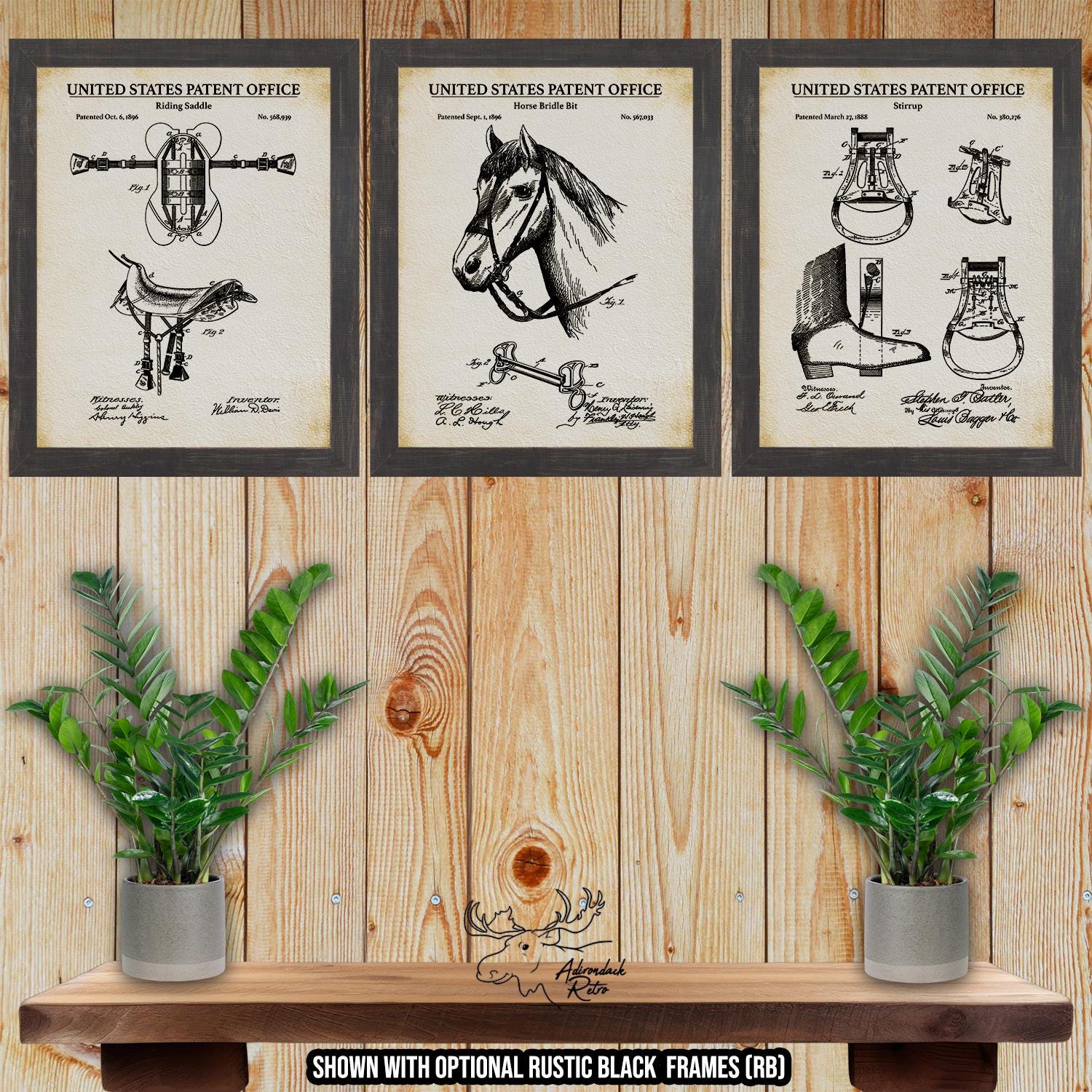 Horseback Riding Patent Print Set of 3 - Western Invention Posters at Adirondack Retro